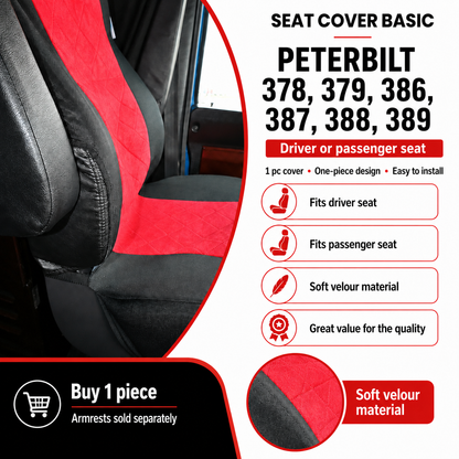 Seat Cover Basic fits  PETERBILT 378, 379, 386, 387, 388, 389  RED
