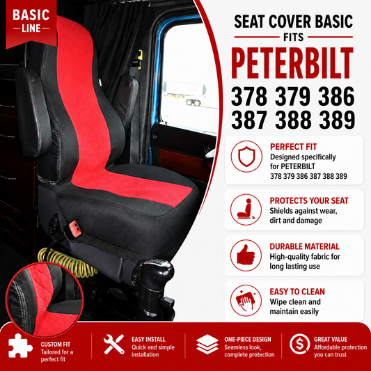 Seat Cover Basic fits  PETERBILT 378, 379, 386, 387, 388, 389  RED