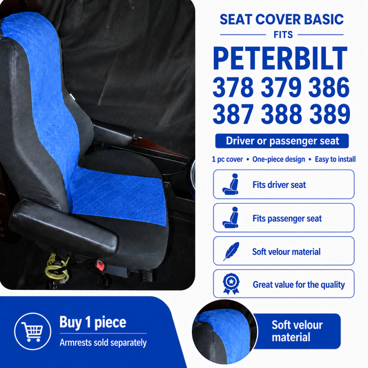 Seat Cover Basic fits PETERBILT 378, 379, 386, 387, 388, 389 BLUE