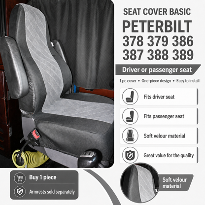 Seat Cover Basic fits PETERBILT 378, 379, 386, 387, 388, 389 GRAY