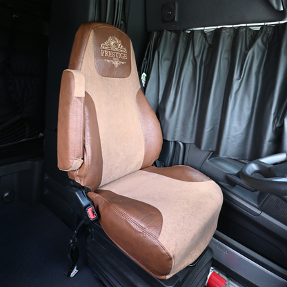 FREIGHTLINER CASCADIA 125, 116, 126 (2014-current) (33" back) truck seat cover & armrest covers Prestige-Line BROWN