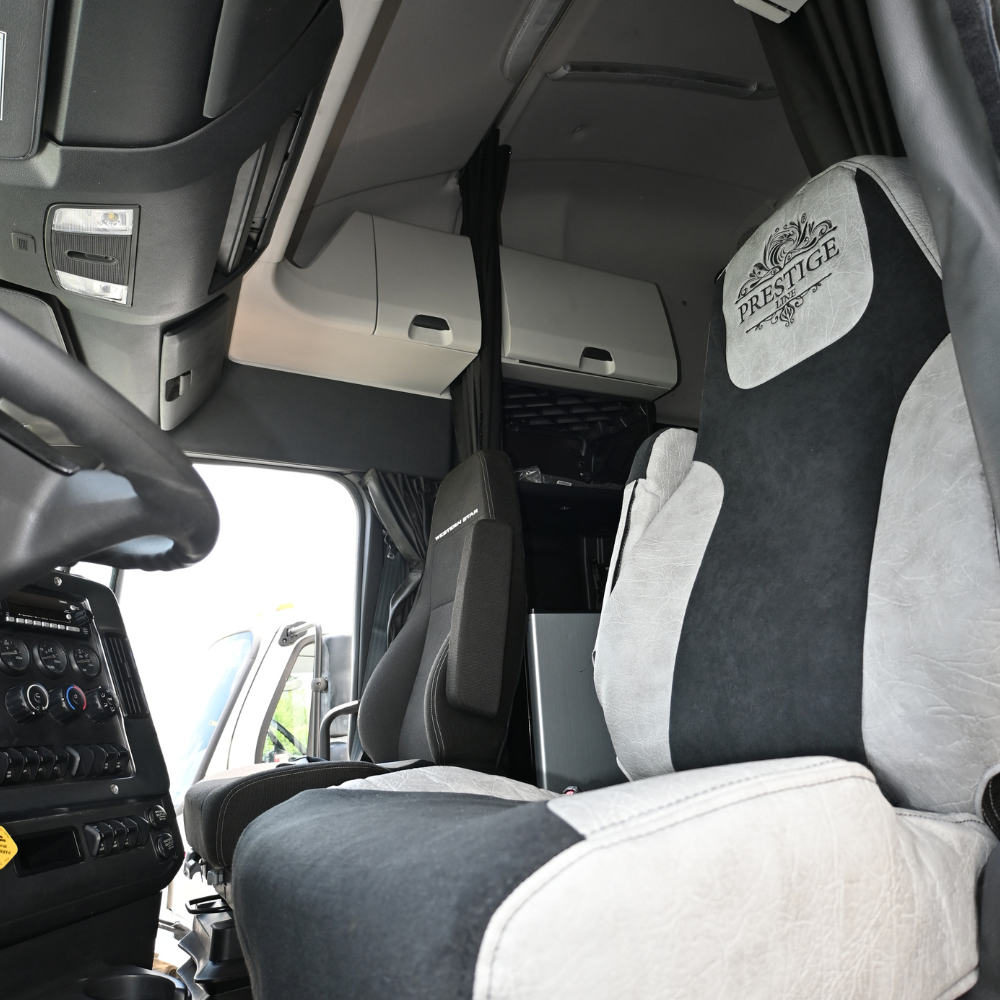 FREIGHTLINER CASCADIA 125, 116, 126 (2014-current) (33" back) truck seat cover & armrest covers Prestige-Line GRAY