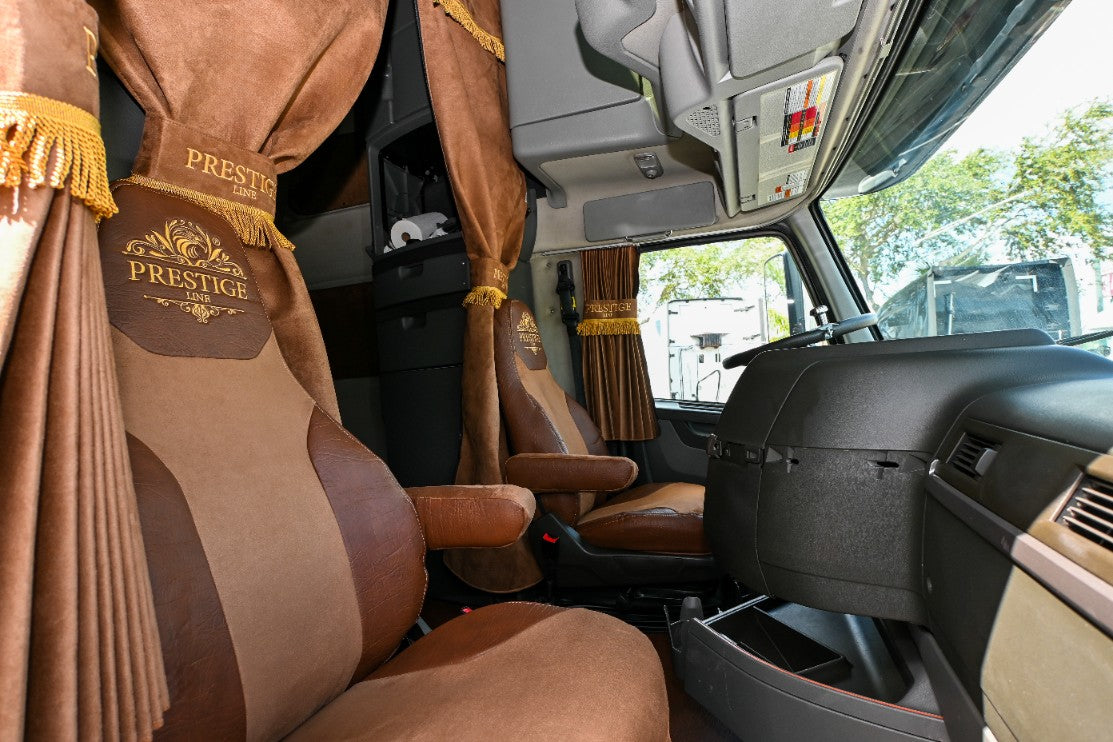 VOLVO vnl, vnr, vnx, vhd, vah 2019-current truck seat cover Prestige-Line BROWN ALFA-WAYS LLC