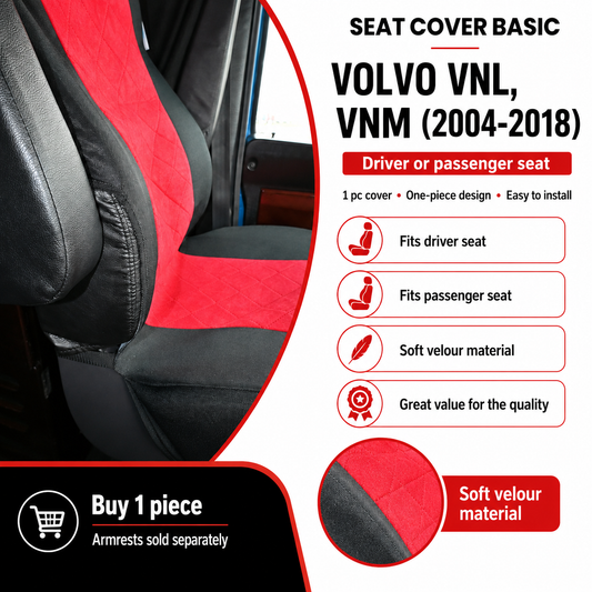 Seat Cover Basic fits VOLVO vnl, vnm (2004-2018) RED
