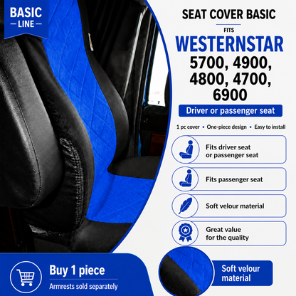 Seat Cover Basic fits WESTERN STAR 5700, 4900, 4800, 4700, 6900 BLUE