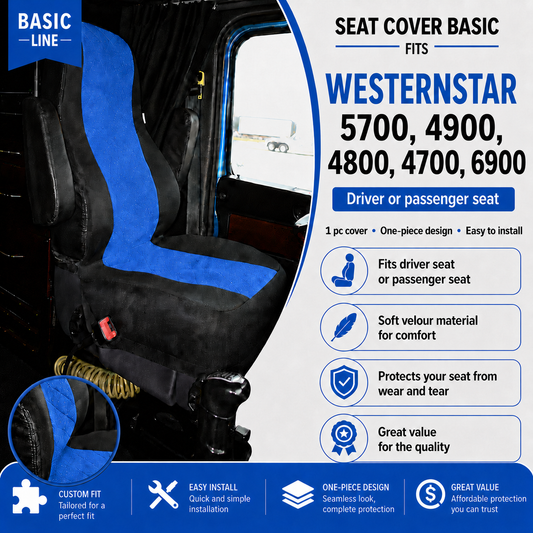Seat Cover Basic fits WESTERN STAR 5700, 4900, 4800, 4700, 6900 BLUE