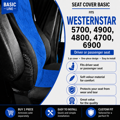 Seat Cover Basic fits WESTERN STAR 5700, 4900, 4800, 4700, 6900 BLUE