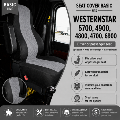 Seat Cover Basic WESTERN STAR 5700, 4900, 4800, 4700, 6900 GRAY