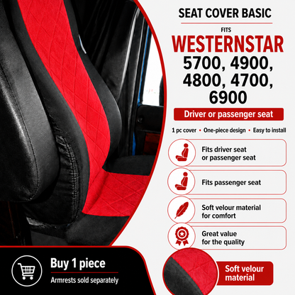 Seat Cover Basic fits  WESTERN STAR 5700, 4900, 4800, 4700, 6900 RED