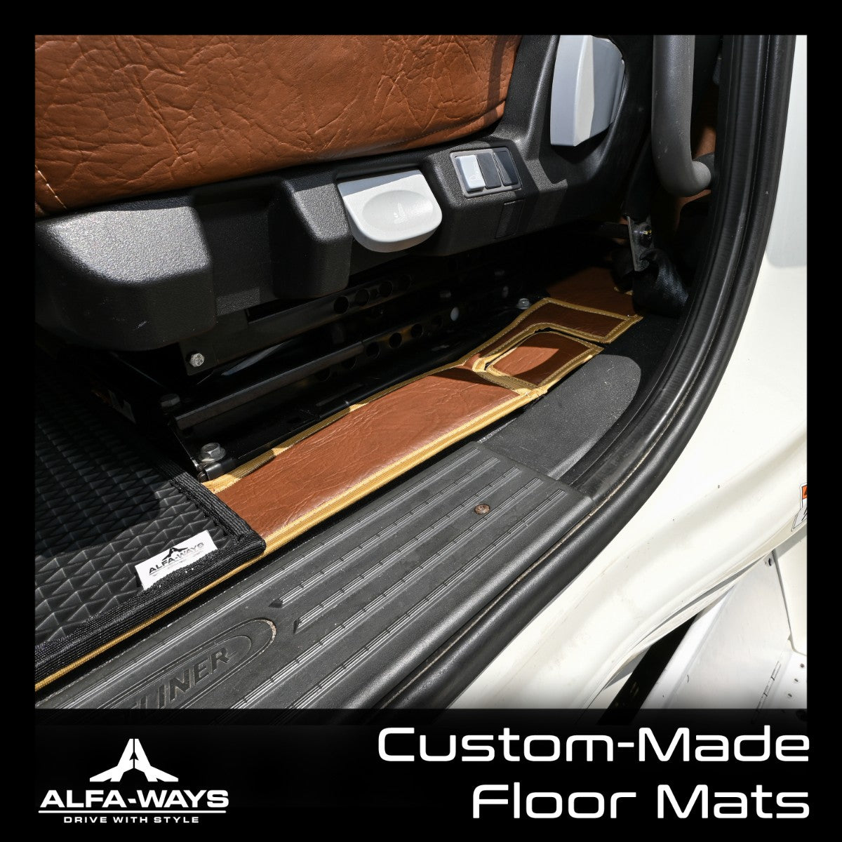 brown custom made mats