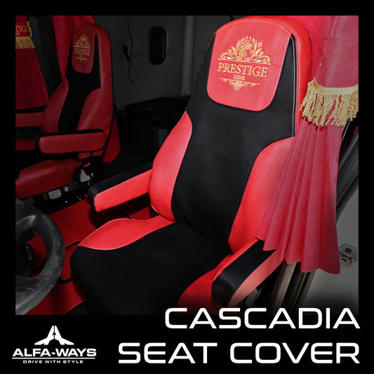 Red seat covers FREIGHTLINER CASCADIA, gen.3, 2 evolution interior