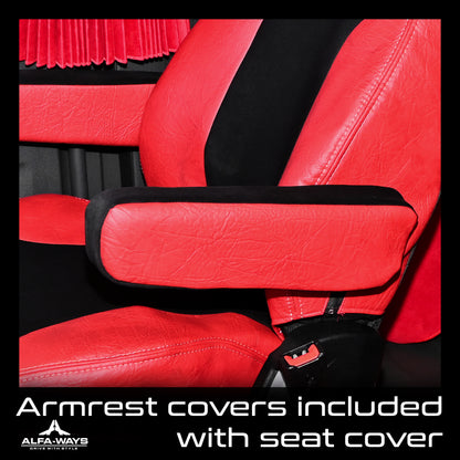 Red seat covers FREIGHTLINER CASCADIA, gen.3, 2 evolution detail interior