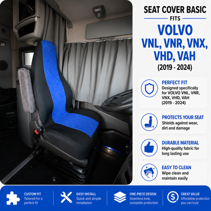 Seat Cover Basic fits VOLVO VNL, VNR, VNX, VHD, VAH (2019 - 2024) - BLUE