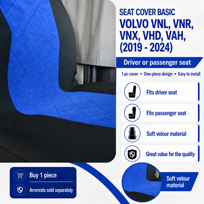 Seat Cover Basic fits VOLVO VNL, VNR, VNX, VHD, VAH (2019 - 2024) - BLUE