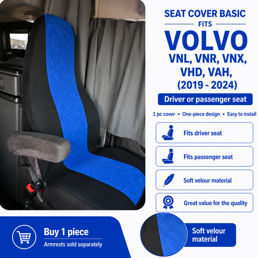Seat Cover Basic fits VOLVO VNL, VNR, VNX, VHD, VAH (2019 - 2024) - BLUE